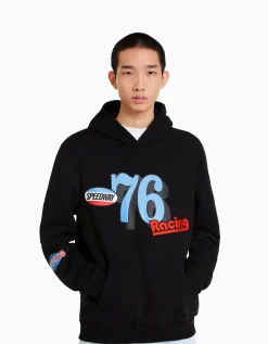 HOMME BERSHKA Vêtements*Sweat capuche imprimé racing