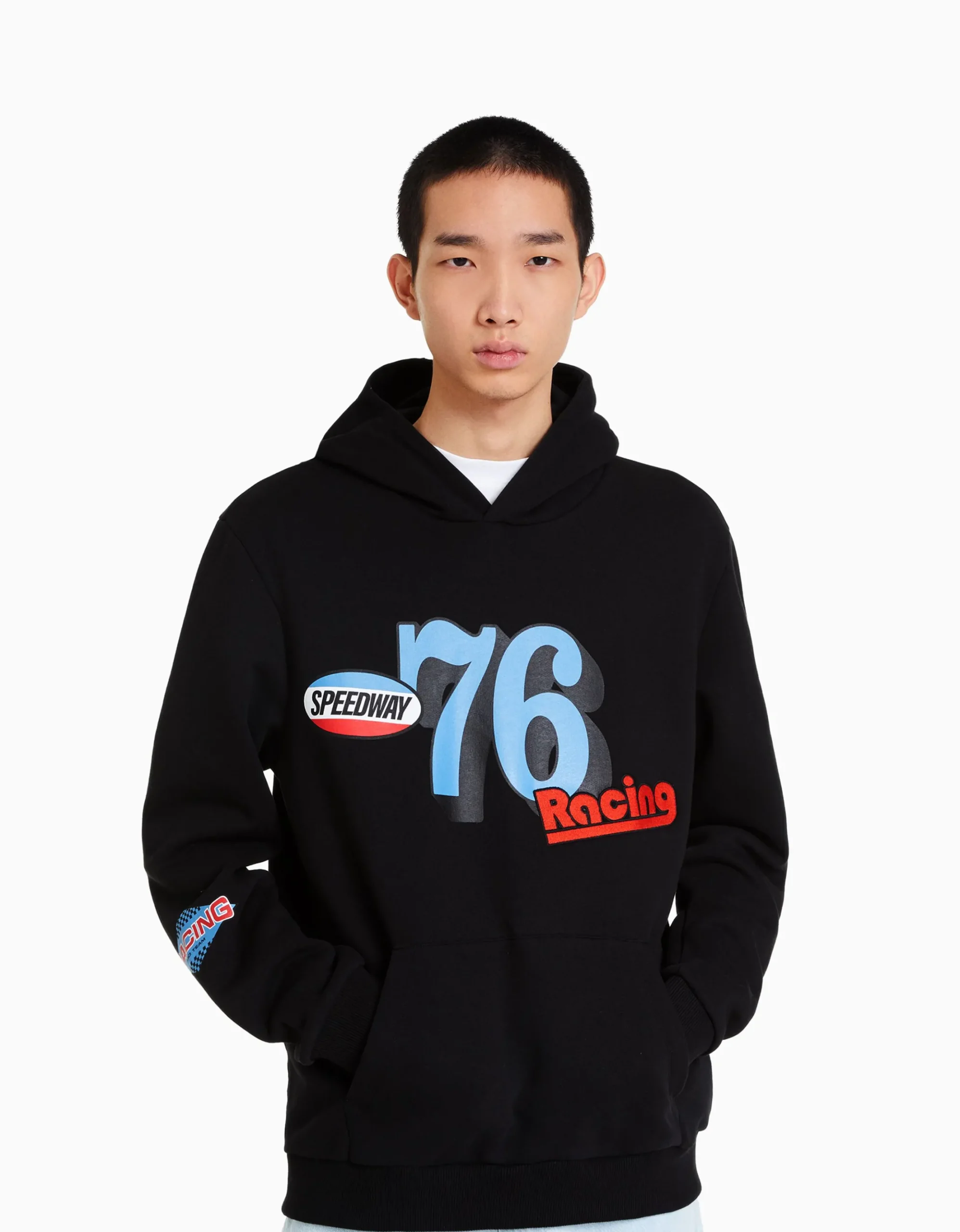 HOMME BERSHKA Vêtements*Sweat capuche imprimé racing