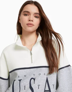 FEMME BERSHKA BSK Teen*Sweat col montant imprimé