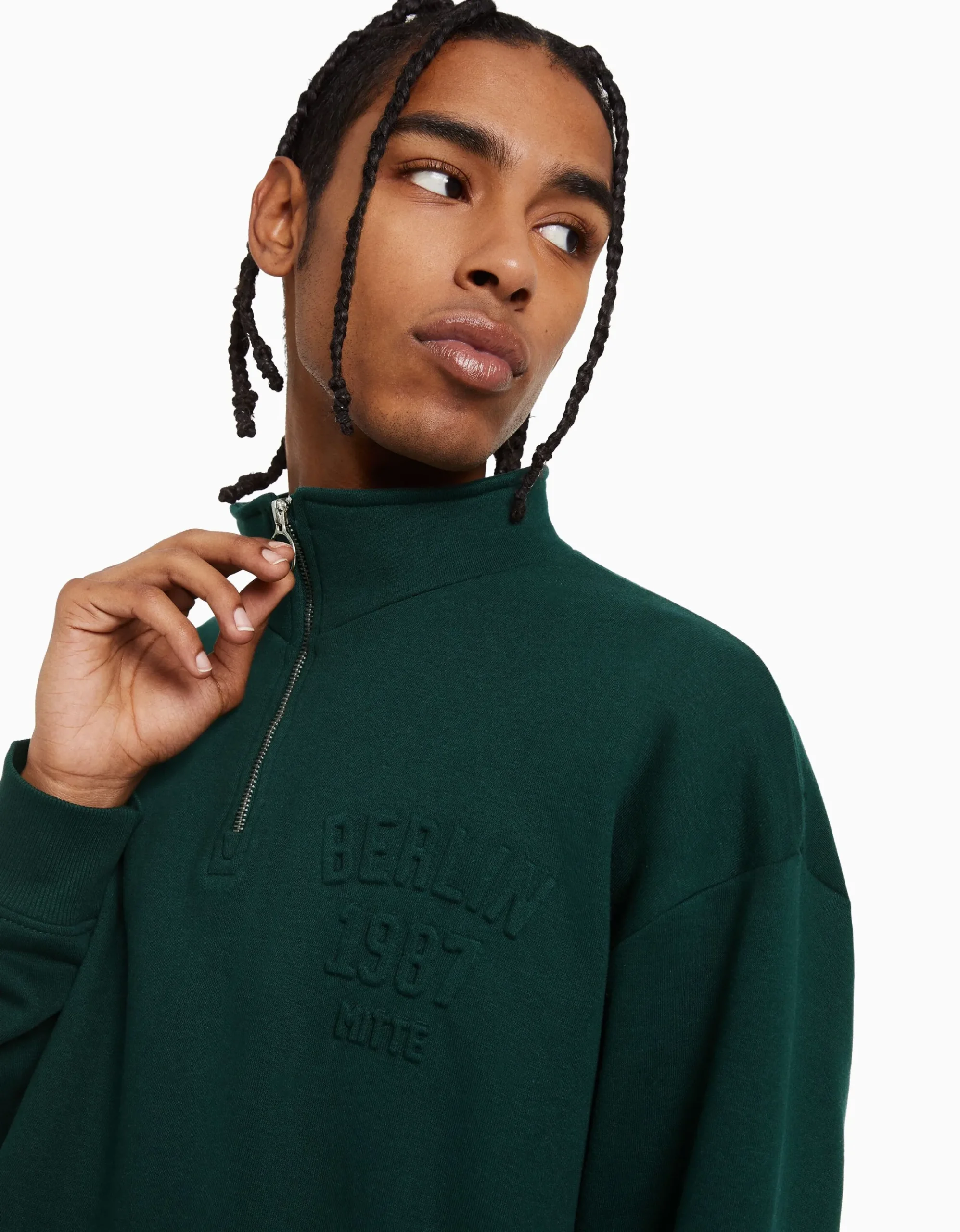 HOMME BERSHKA Sweats*Sweat col montant zippé