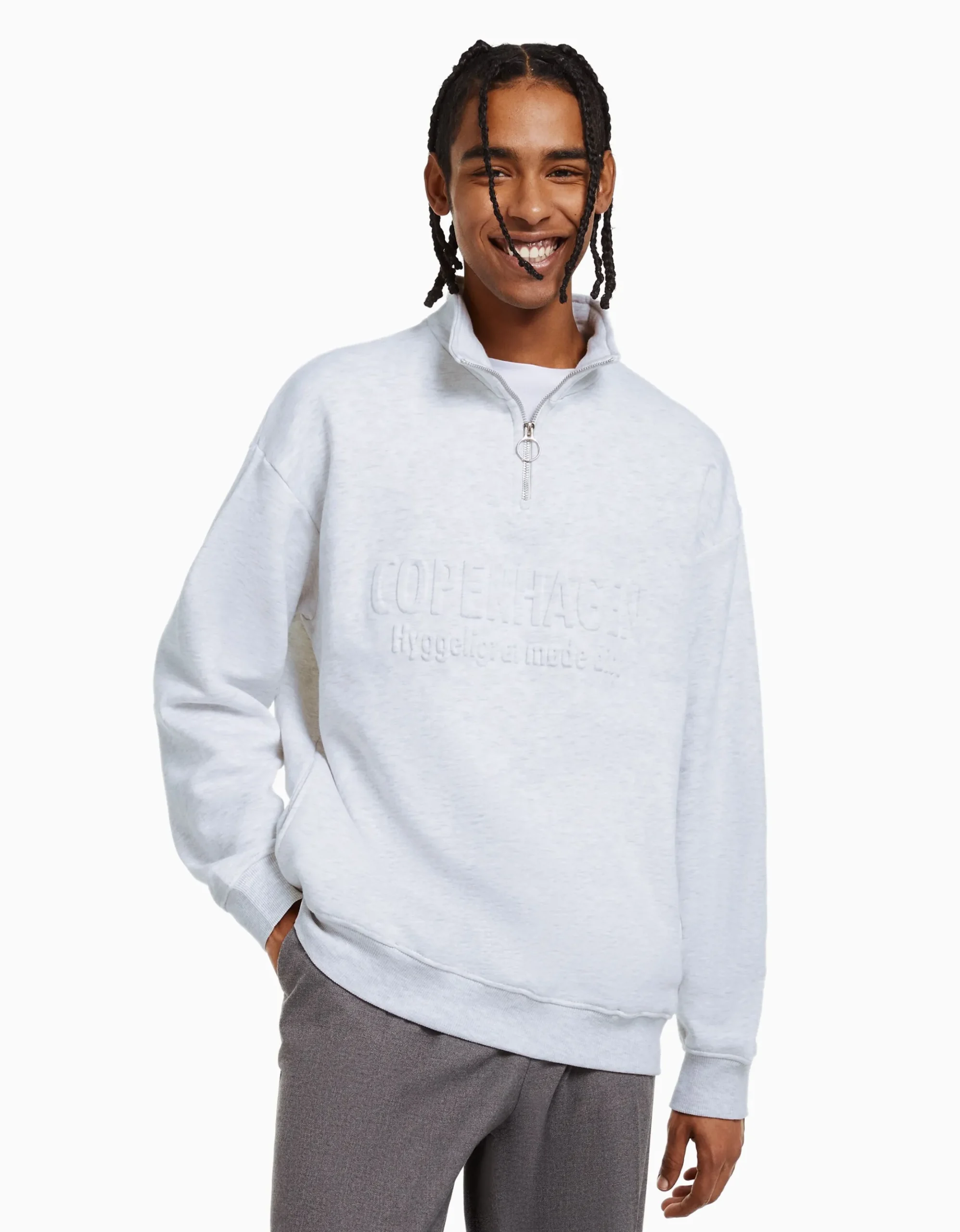 HOMME BERSHKA Sweats*Sweat col montant zippé