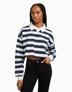 FEMME BERSHKA Sweats*Sweat col polo imprimé