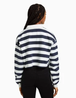 FEMME BERSHKA Sweats*Sweat col polo imprimé