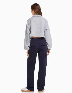 FEMME BERSHKA BSK Teen*Sweat col polo imprimé