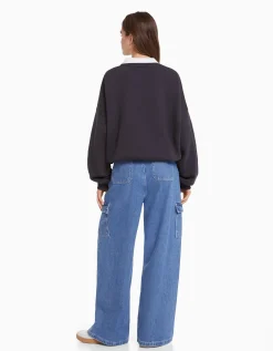 FEMME BERSHKA BSK Teen*Sweat col polo imprimé