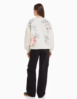 FEMME BERSHKA Pulls*Sweat col rond imprimé