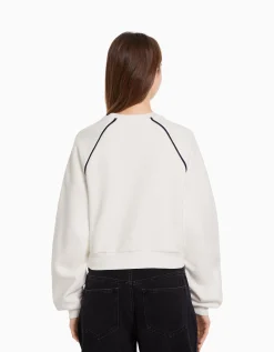 FEMME BERSHKA Sweats*Sweat col rond imprimé contraste