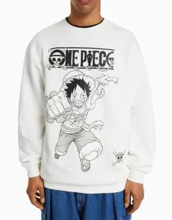 HOMME BERSHKA Vêtements*Sweat col rond imprimé One Piece