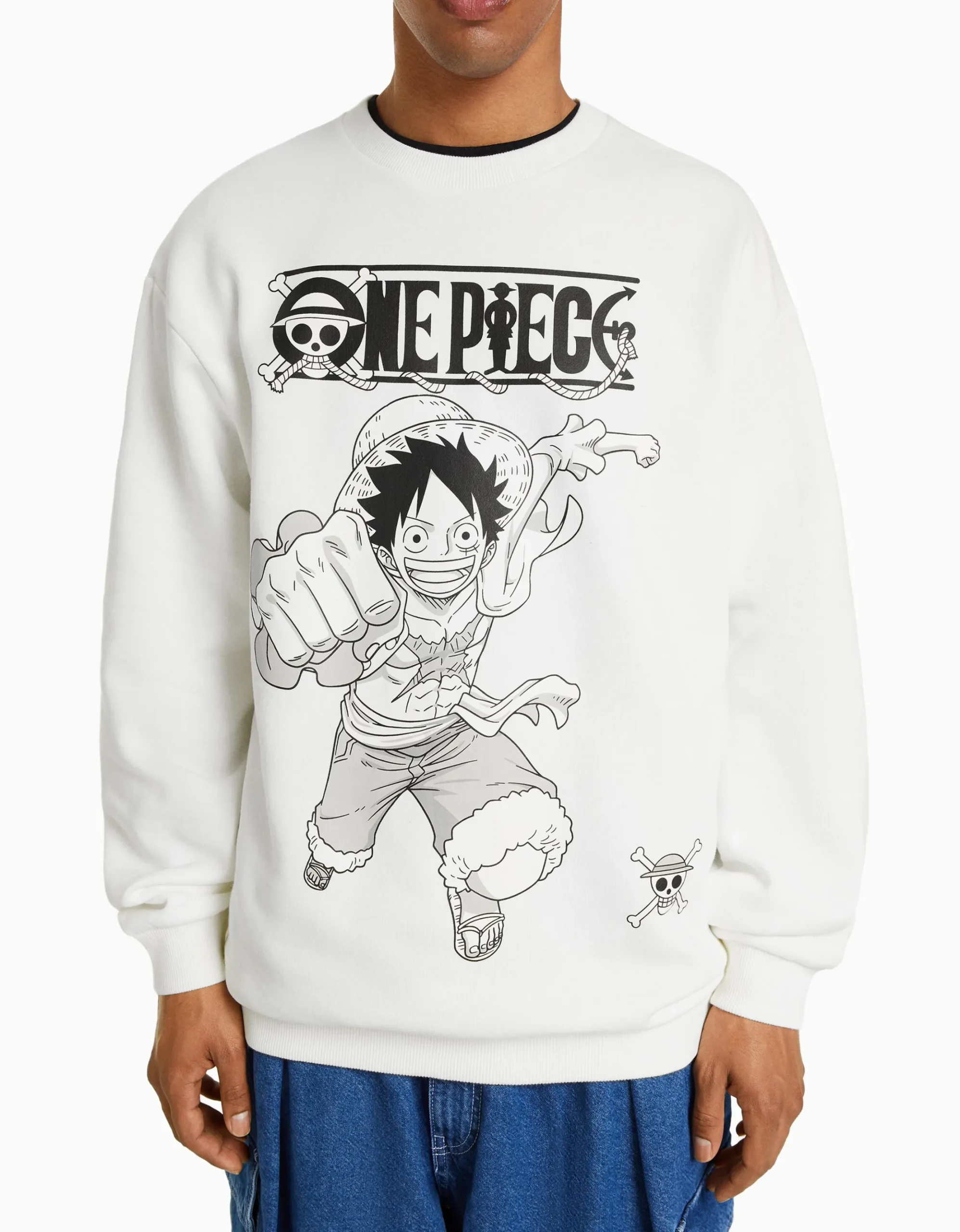 HOMME BERSHKA Vêtements*Sweat col rond imprimé One Piece