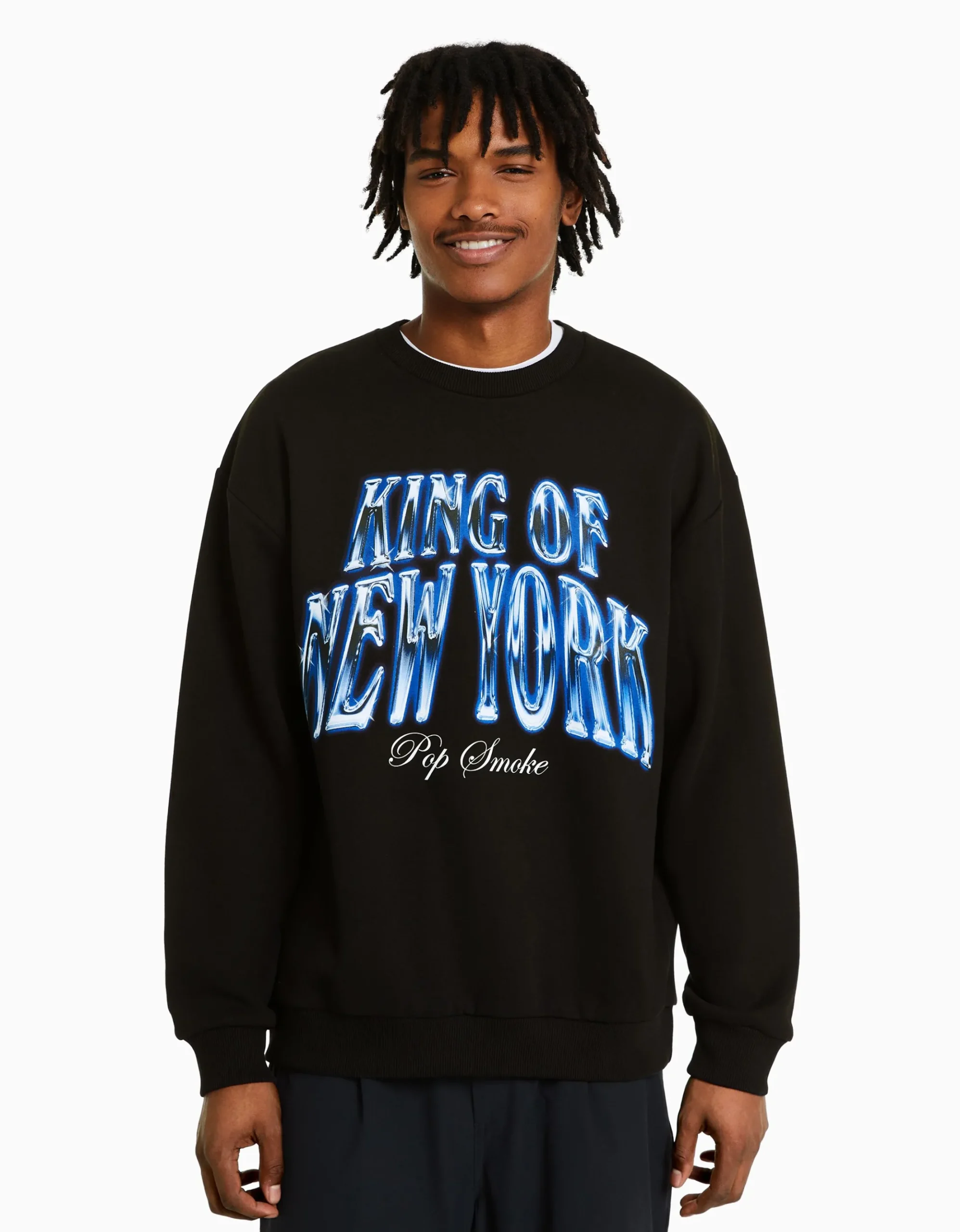 HOMME BERSHKA Sweats*Sweat col rond Pop Smoke