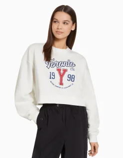 FEMME BERSHKA Sweats*Sweat cropped à imprimé