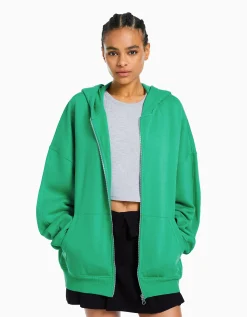 FEMME BERSHKA Sweats*Sweat zippé capuche oversize
