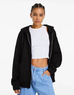 FEMME BERSHKA Pulls*Sweat zippé capuche oversize