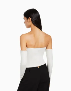 FEMME BERSHKA Vêtements*Top bandeau manches longues imprimé Nirvana
