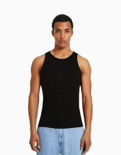 HOMME BERSHKA Vêtements*Top bretelles bord-côte