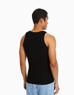 HOMME BERSHKA Vêtements*Top bretelles bord-côte