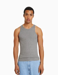 HOMME BERSHKA Vêtements*Top bretelles bord-côte
