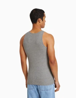 HOMME BERSHKA Vêtements*Top bretelles bord-côte