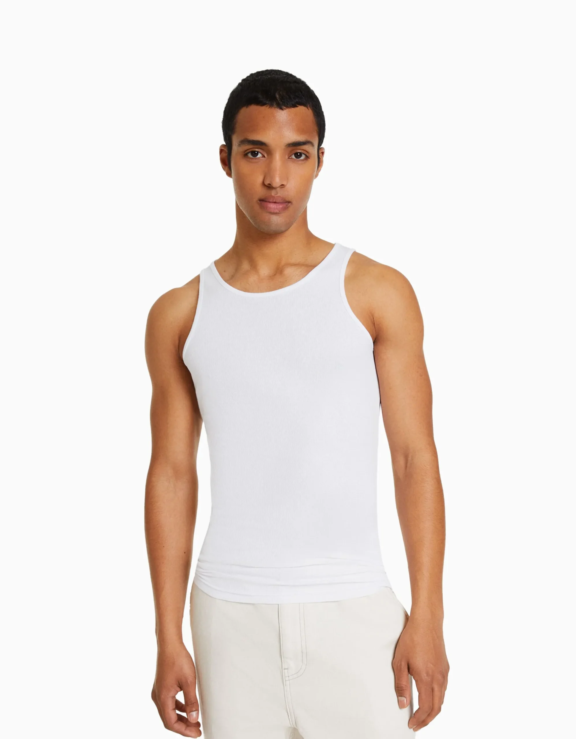 HOMME BERSHKA Vêtements*Top bretelles bord-côte