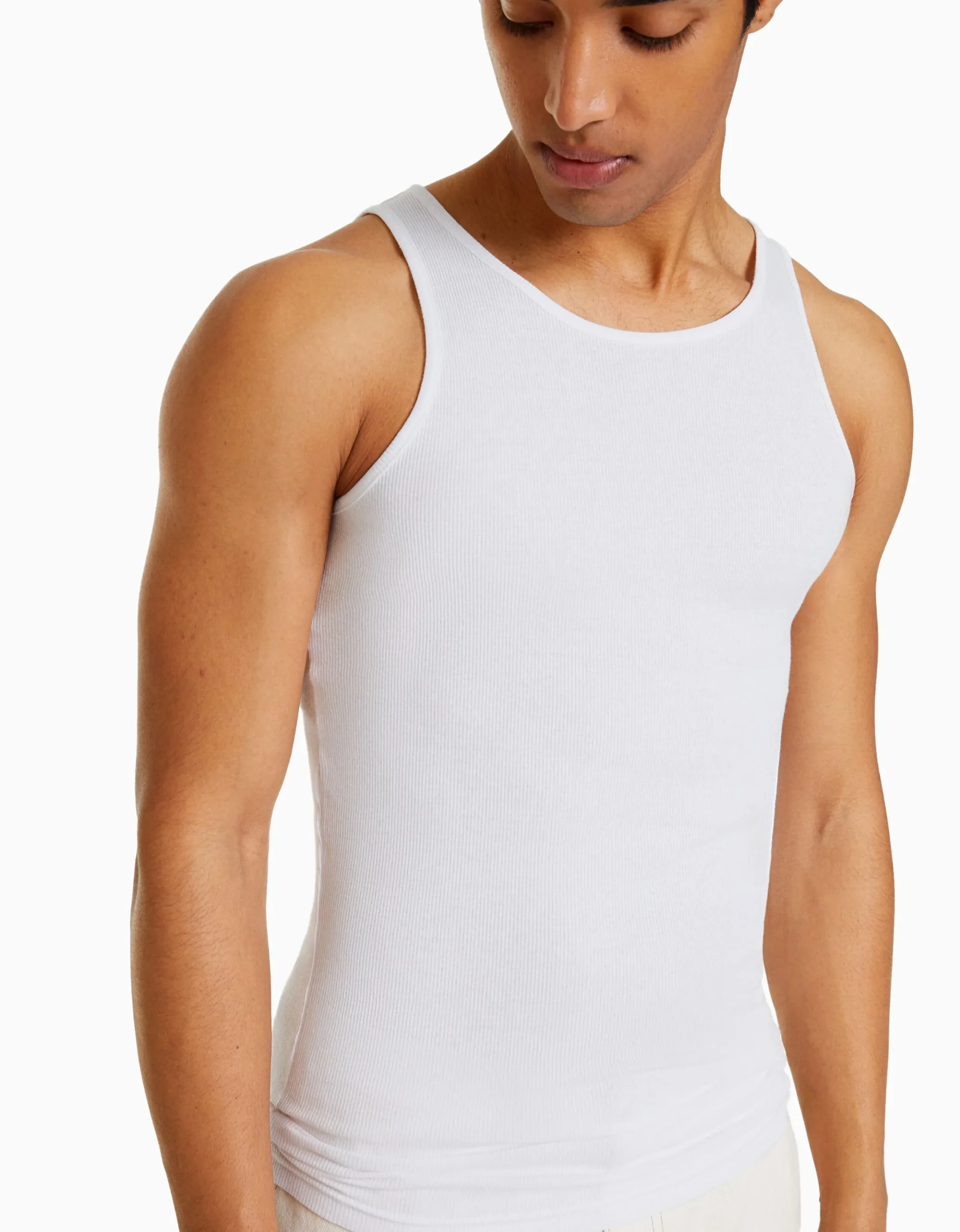 HOMME BERSHKA Vêtements*Top bretelles bord-côte