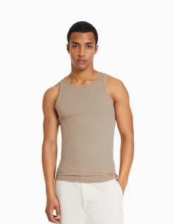 HOMME BERSHKA Vêtements*Top bretelles bord-côte