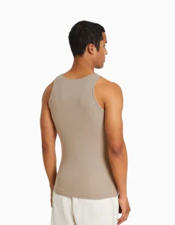 HOMME BERSHKA Vêtements*Top bretelles bord-côte