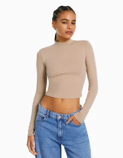 FEMME BERSHKA Tee-shirts*Top col montant manches longues