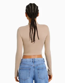 FEMME BERSHKA Tee-shirts*Top col montant manches longues