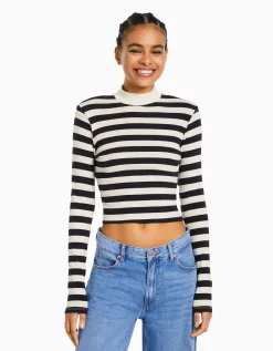FEMME BERSHKA Tee-shirts*Top col montant manches longues