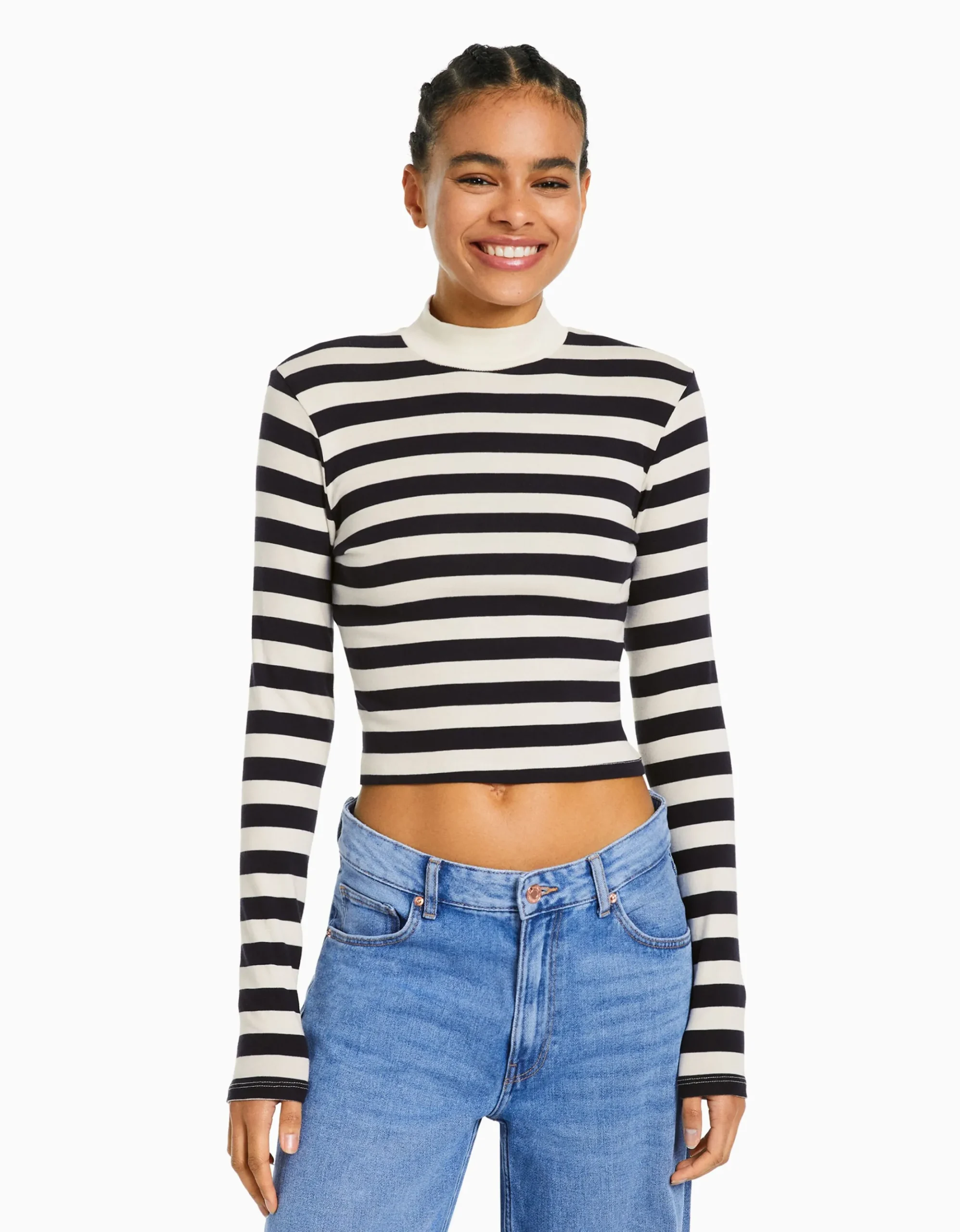 FEMME BERSHKA Tee-shirts*Top col montant manches longues