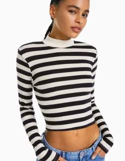 FEMME BERSHKA Tee-shirts*Top col montant manches longues