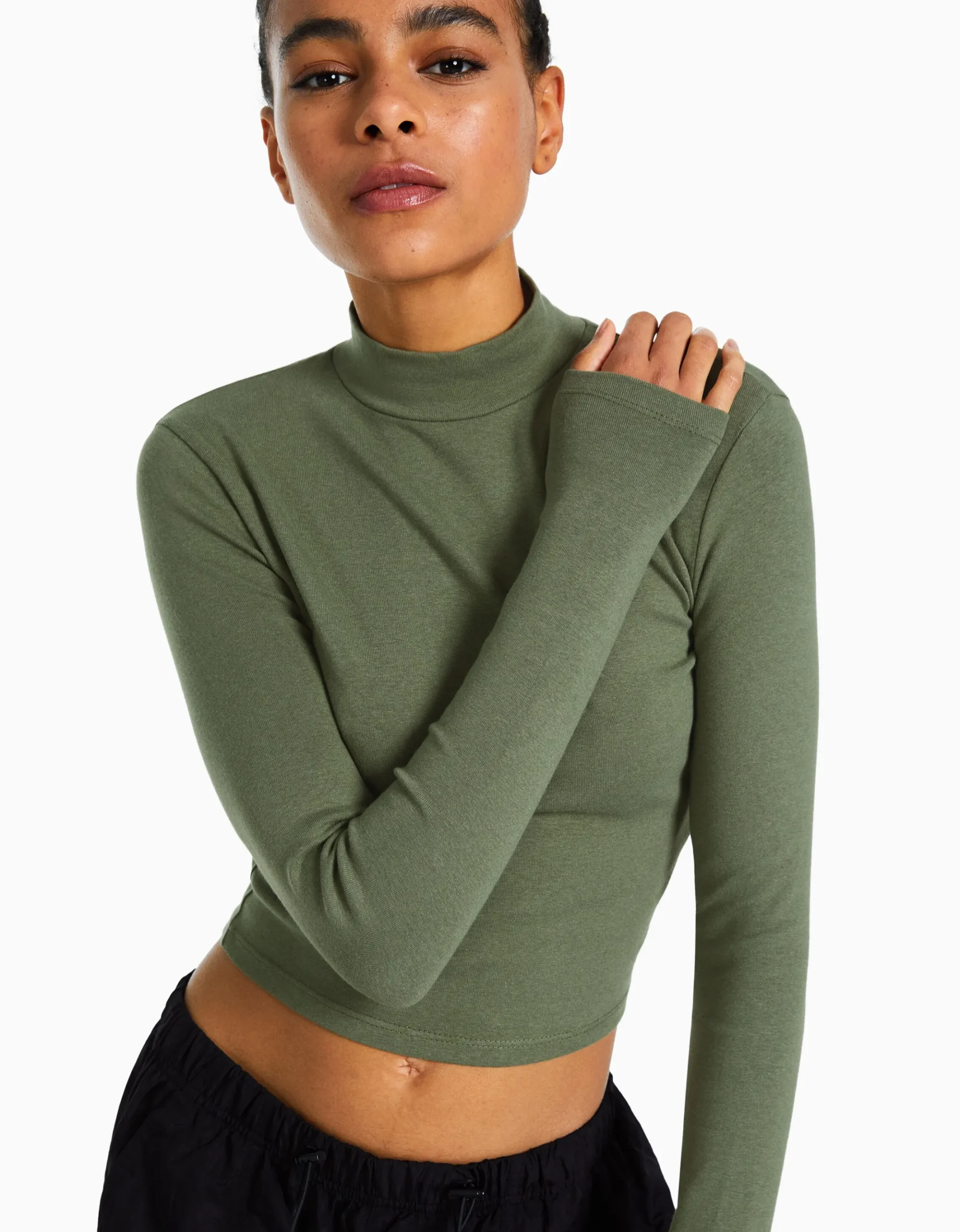 FEMME BERSHKA Tee-shirts*Top col montant manches longues