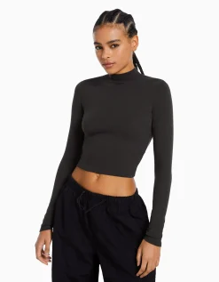 FEMME BERSHKA Tee-shirts*Top col montant manches longues