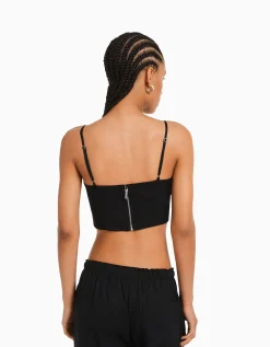 FEMME BERSHKA Vêtements*Top corset bretelles satiné