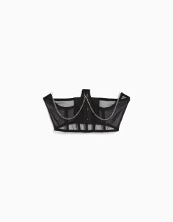 FEMME BERSHKA Ceintures*Top corset organza chaîne