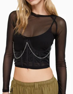 FEMME BERSHKA Ceintures*Top corset organza chaîne