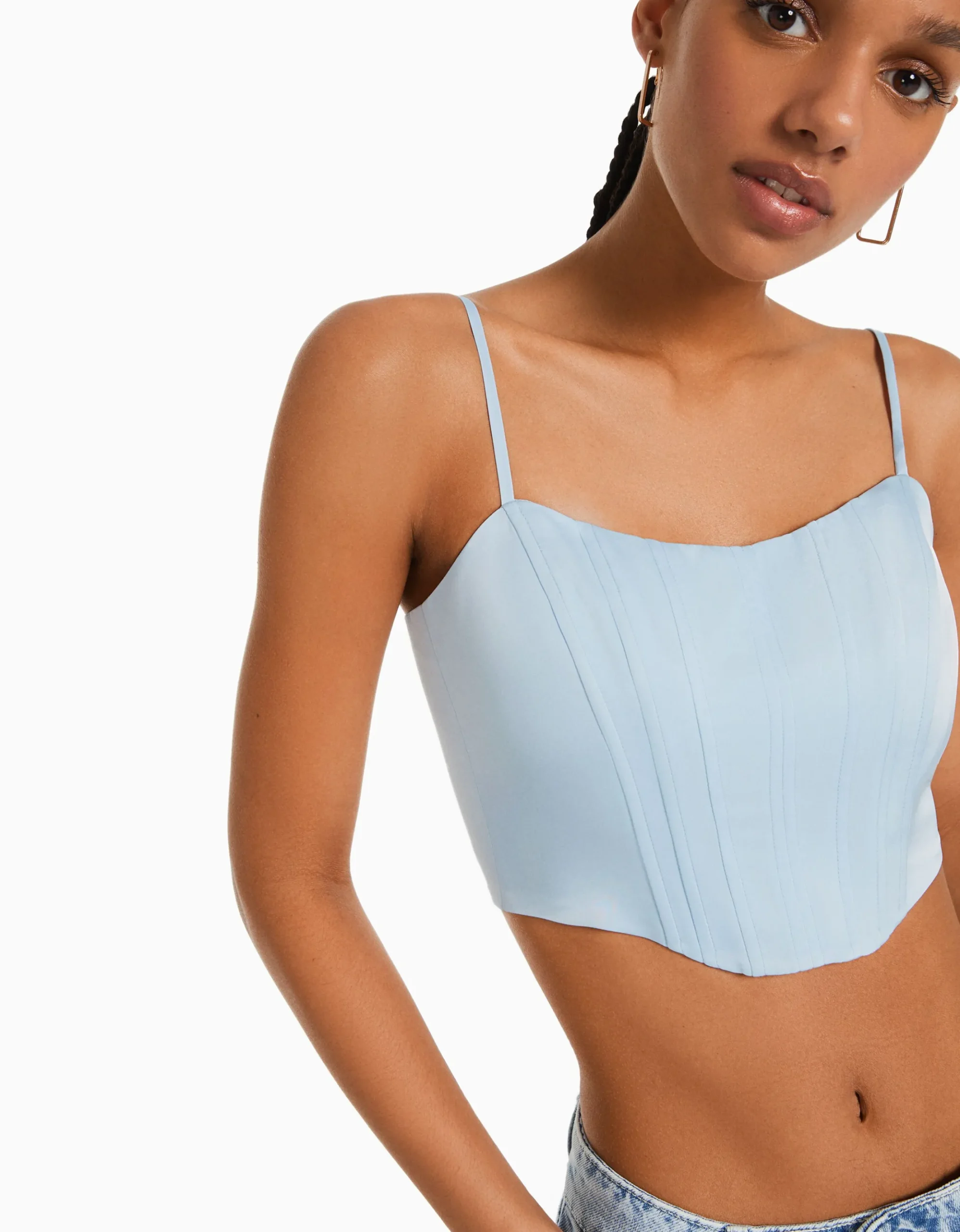 FEMME BERSHKA Vêtements*Top corset satiné bretelles fines