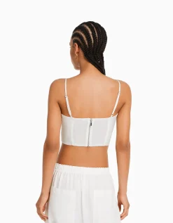 FEMME BERSHKA Vêtements*Top corset satiné bretelles fines