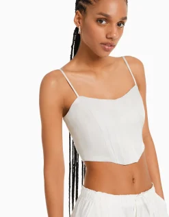 FEMME BERSHKA Vêtements*Top corset satiné bretelles fines