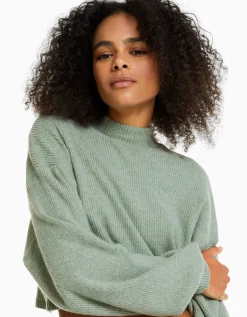 FEMME BERSHKA Maille*Top cropped manches longues col montant