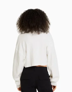 FEMME BERSHKA Maille*Top cropped manches longues col montant