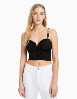 FEMME BERSHKA Tops et corsets*Top froncé détail décolleté