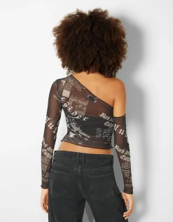 FEMME BERSHKA Tee-shirts*Top manches longues asymétrique tulle