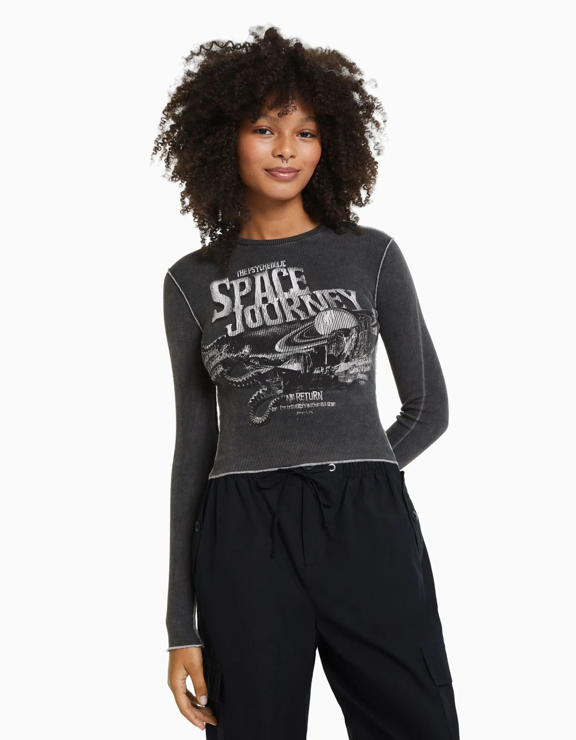 FEMME BERSHKA Tee-shirts*Top manches longues bord-côte