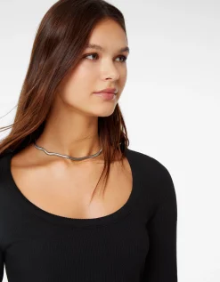 FEMME BERSHKA Tee-shirts*Top manches longues bord-côte texturé