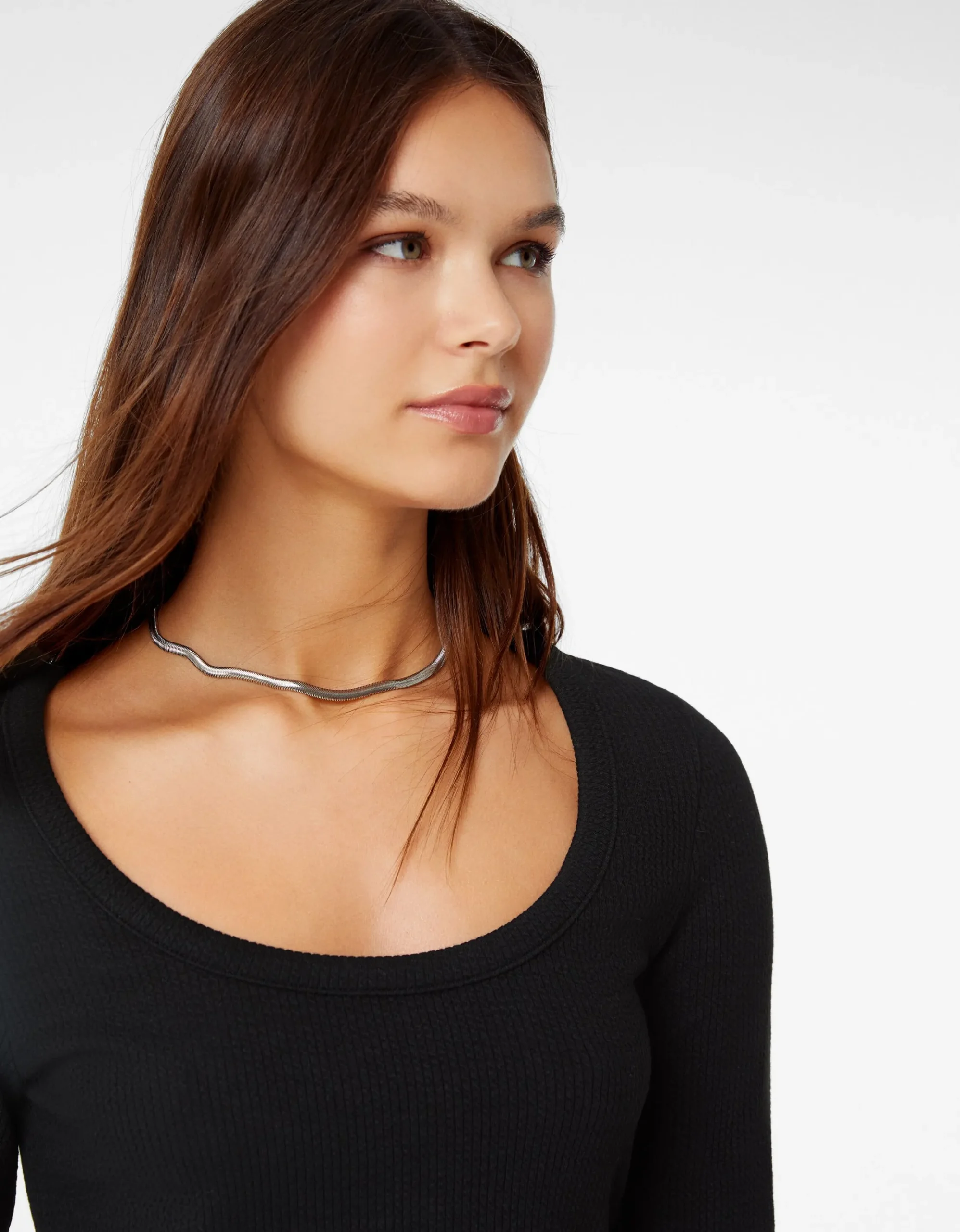 FEMME BERSHKA Tee-shirts*Top manches longues bord-côte texturé