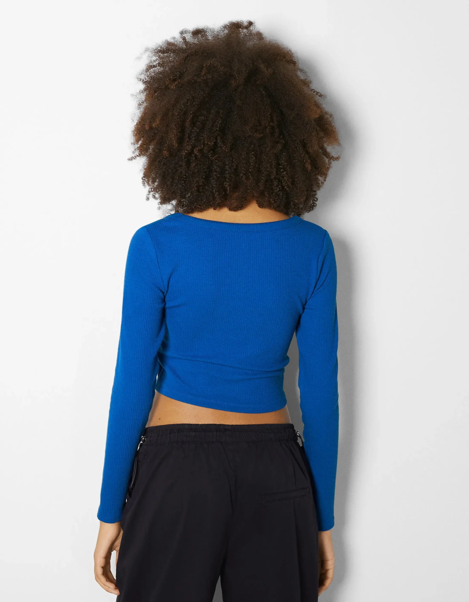 FEMME BERSHKA Tee-shirts*Top manches longues bord-côte texturé