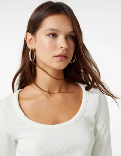 FEMME BERSHKA Tee-shirts*Top manches longues bord-côte texturé