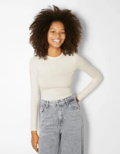 FEMME BERSHKA Join Life*Top manches longues bord-côte