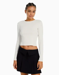 FEMME BERSHKA One Love*Top manches longues bord-côte
